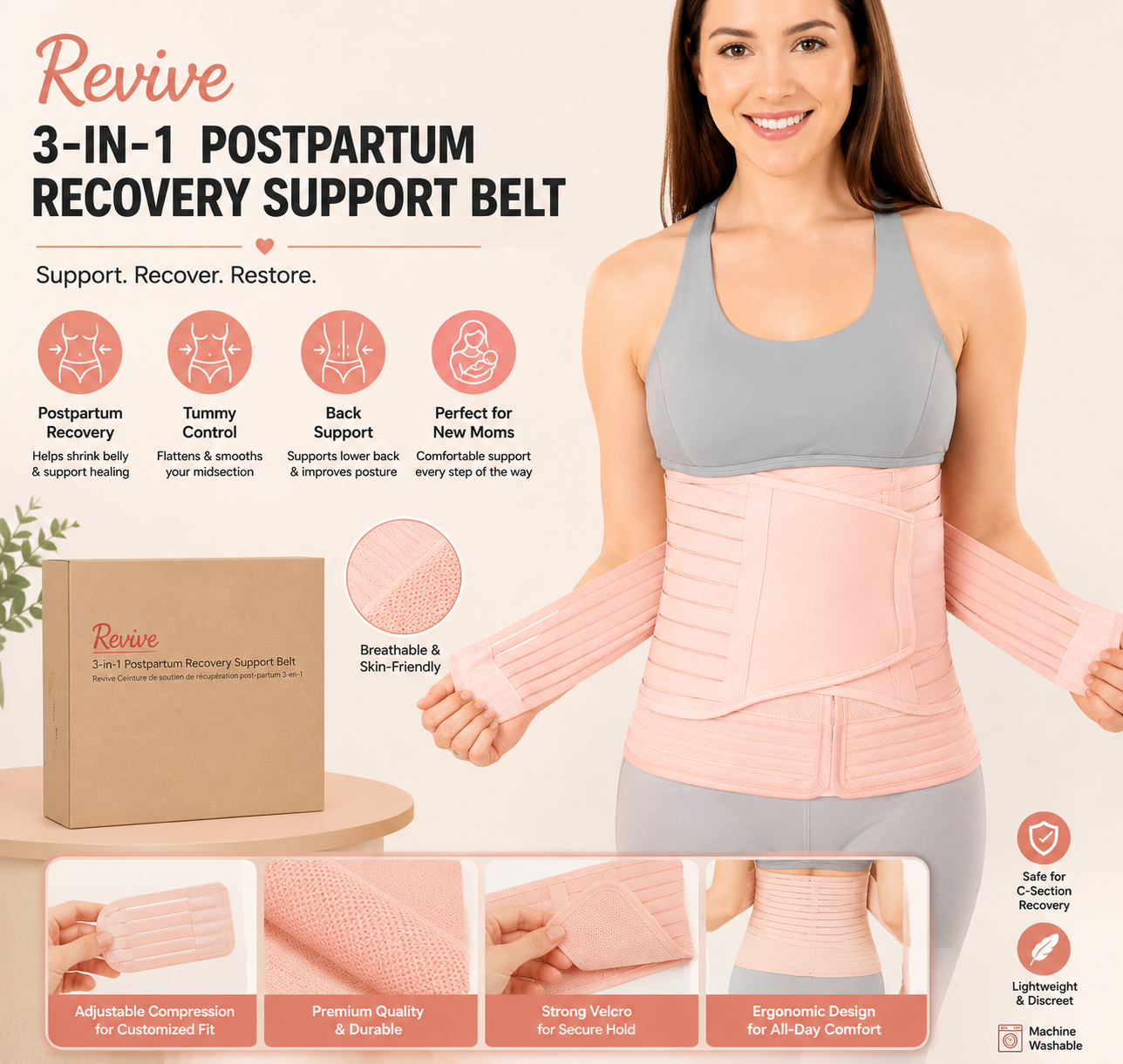 BellyEase™ Postpartum Belly Wrap — Adjustable Comfort Support for New Moms