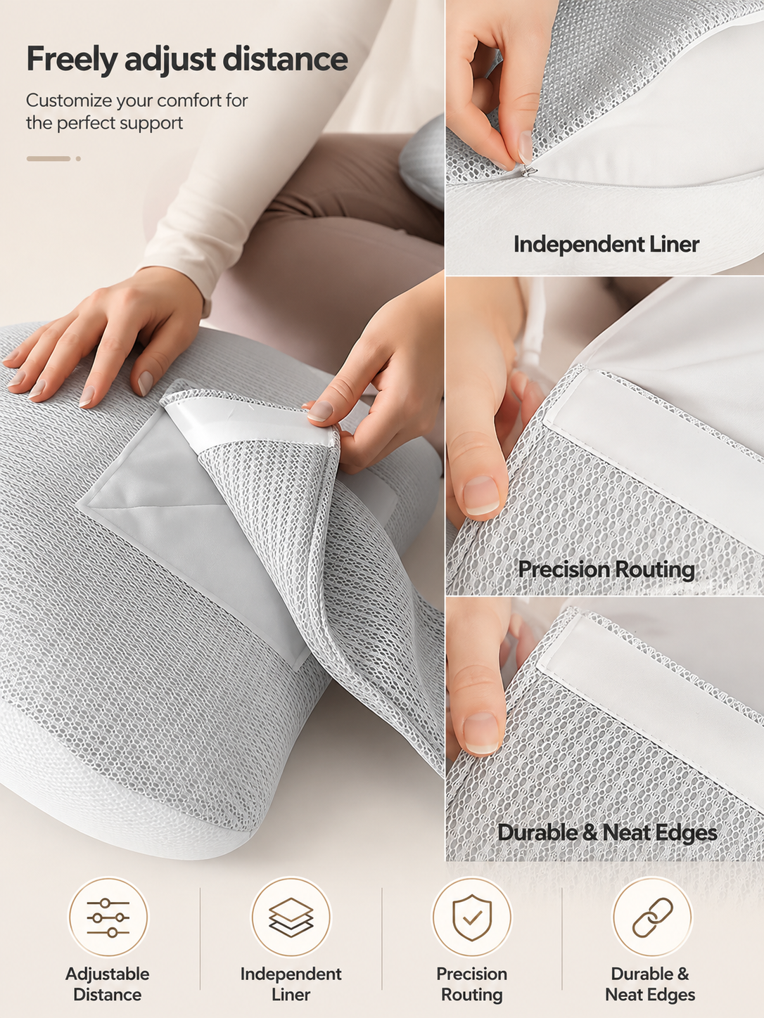 BellyEase™ Cotton Bump Support Pillow — Adjustable Pregnancy Side-Sleeping Cushion