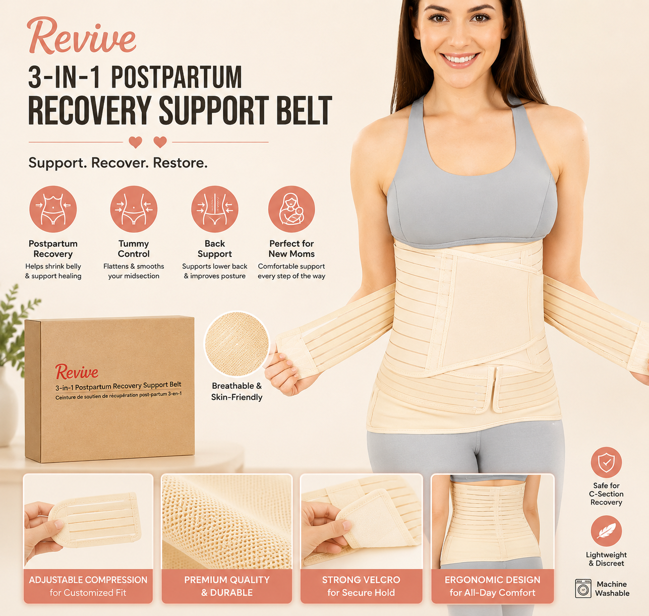 BellyEase™ Postpartum Belly Wrap — Adjustable Comfort Support for New Moms