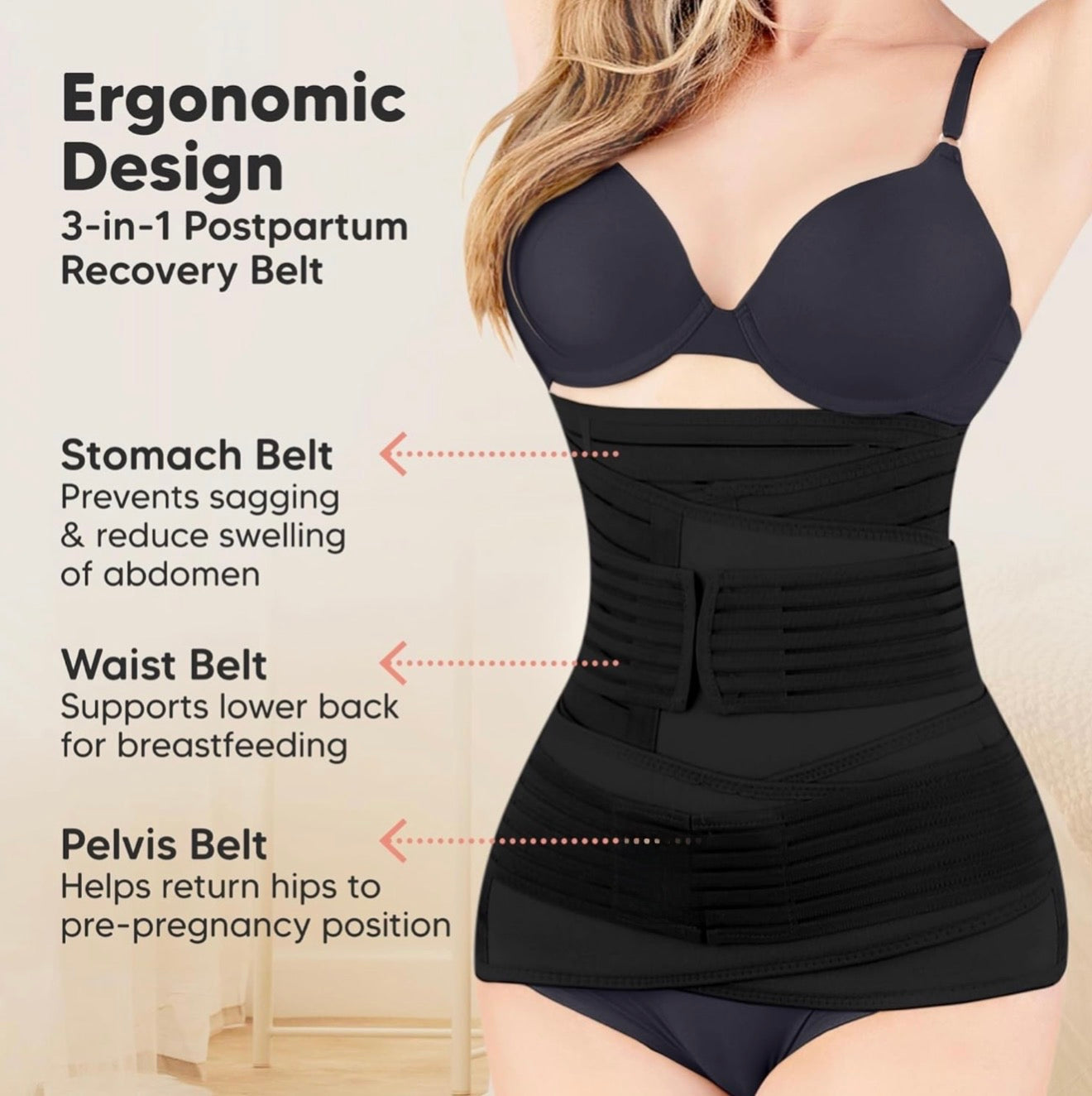 BellyEase™ Postpartum Belly Wrap | #1 C-Section Recovery Belt | Doctor Recommended for New Moms
