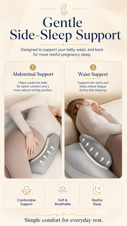BellyEase™ Cotton Bump Support Pillow — Adjustable Pregnancy Side-Sleeping Cushion
