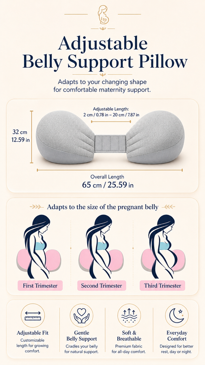 BellyEase™ Cotton Bump Support Pillow — Adjustable Pregnancy Side-Sleeping Cushion