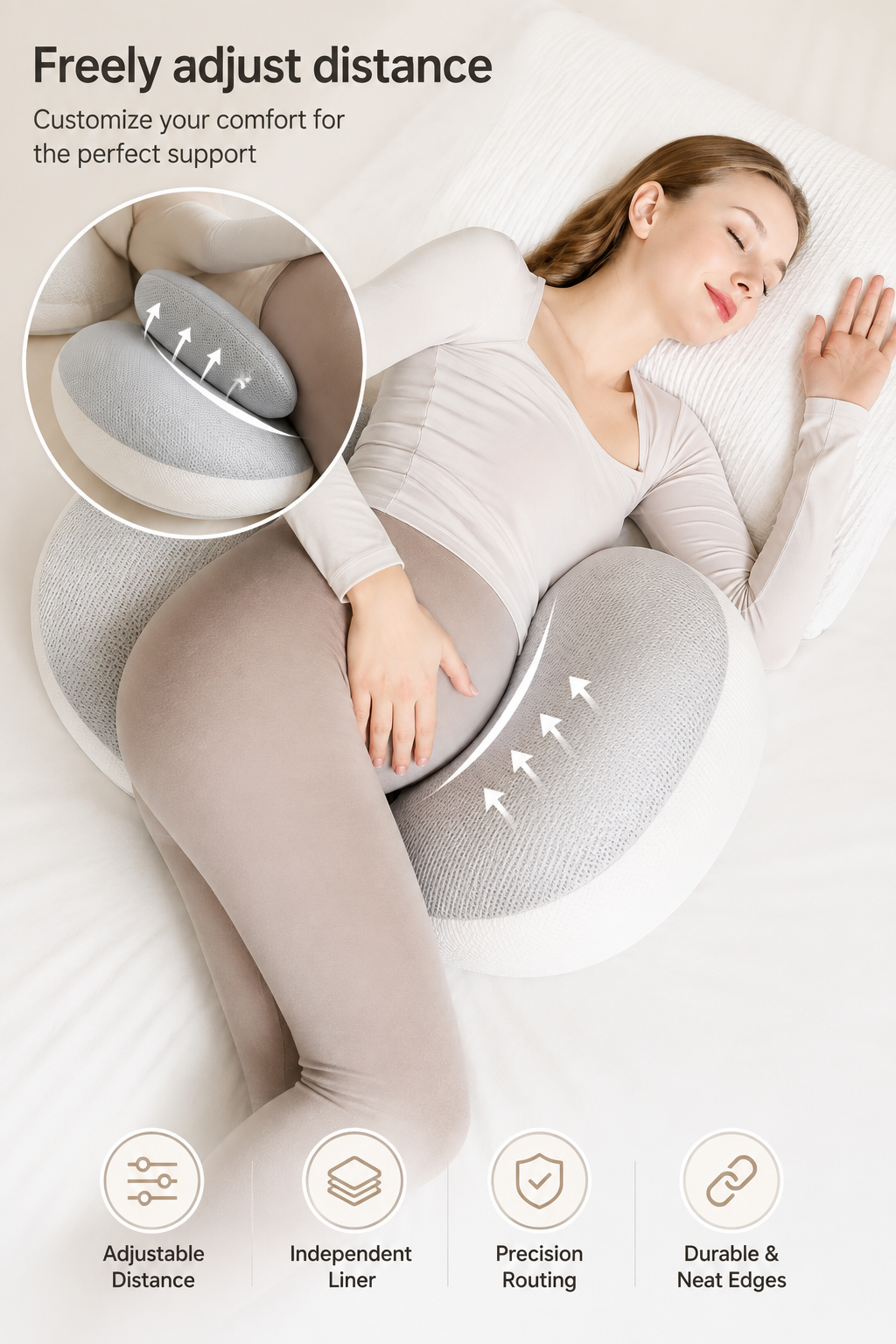BellyEase™ Cotton Bump Support Pillow — Adjustable Pregnancy Side-Sleeping Cushion