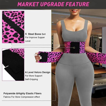 BellyEase Leopard Waist Support Belt — available in sizes XS to XXXL