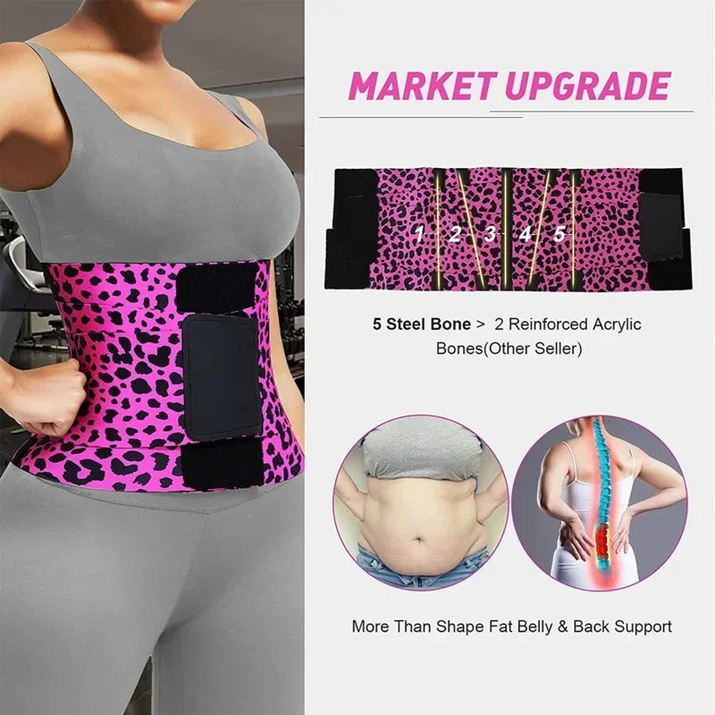 BellyEase Leopard Waist Support Belt in Leopard Rose, Leopard White, Leopard Yellow and Black